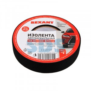 REXANT изолента ПВХ АВТОмоб. 19/15 ЧЕРНАЯ ФЛИС-основа (жгут., термозащ., виброзащ.) 09-2906