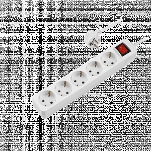ФАЗА удлинитель сетевой ПВС 3х0.75 10А 5роз. 5м белый, земля, выкл. FES-05-500 .5053304