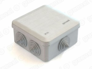 GREENEL Коробка распред. ОУ 100х100х50мм, IP55, 6 гермовводов (48шт) GE41255