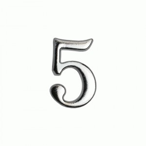 Цифра дверная АЛЛЮР "5" на клеевой основе  хром (600,20) блистер