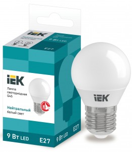 IEK шар G45 E27 9W(810lm) 4000К 4K ECO LLE-G45-9-230-40-E27