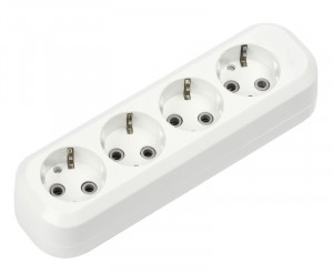Smartbuy колодка 4 гн. 16А 250В (корпус АБС-пластик, белая, земля) SBE-16-4-00-Z