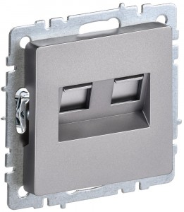 IEK BRITE мех. роз. компьют. СУ 2 мест. сталь (RJ45) РК11-2-БрС BR-K20-2-K46