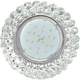 Ecola GX53 H4 св-к Стекло Круг с хрусталиками прозрачный хром 56x120 FW53RYECB