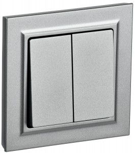 IEK BRITE выкл. СУ 2 кл. 10А, 230В, алюминий ВСР10-2-0-БрА BR-V20-0-10-K47-F