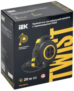 IEK TWIST Силовой удлинитель на катушке автосмот ПВС 3х1.5 4роз. 20м 16А термо.IP20 TW-KP27-16-04-20