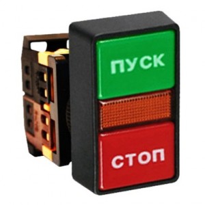EKF Кнопка AS-22N "Пуск-Стоп" прямоугольная 220В NO+NC, отв. 22мм pbn-as-rec