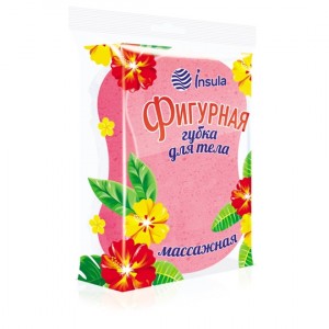 Губка для тела (поролон+массажный слой,фигурная) ЮЛИЯ 16см,991317/ INSULA