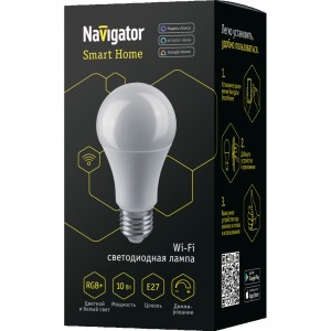 Navigator Wi-Fi лампа св/д упр. ЛОН E27 10W(800lm) димм.2K-4K-6K NLL-A60-10-230RGBWWW-E27-WiFi 14554