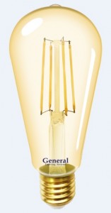 General LOFT ST64S E27 8W 2700K 2K 64x140 филамент (нитевидная) золотая 655301