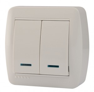 Lezard DEMET выкл. ОУ 2 кл. 10А (инд.) бел. (основание PBT, корпус PC) 711-0200-112