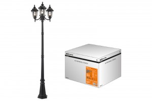 TDM св-к садово-парковый Вена E27 3х60W столб h2300 алюм./прозрачное/черн  SQ0330-2010
