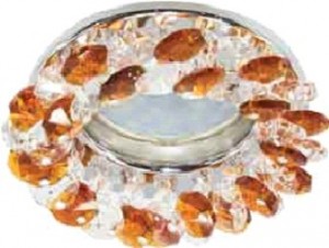 Ecola CD4141 MR16 GU5.3 св-к Круг с хрусталиками Прозрачный и Янтарь/Хром 50x90 Light FO1617EFY