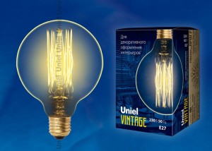 Uniel  LOFT G80 E27 60W Шар винтажная лампа накаливания IL-V-G80-60/GOLDEN/E27 VW01