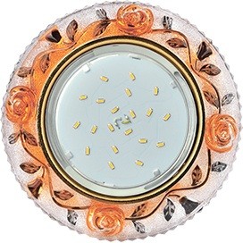 Ecola GX53 H4 LD7071 св-к Круг "Розы" подсветка 4K Янтарь/Золото 35x125 FO53GREFB
