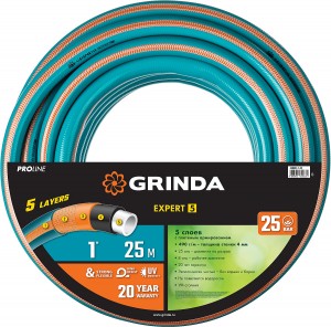Шланг GRINDA PROLine EXPERT поливочный, 25атм, армированный, 5 слой, 1"x25м zu429007-1-25