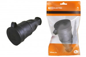TDM штепсель (разъем) с загл. каучук 2Р+РЕ 16А 220В IP44 (24!) SQ0612-0002