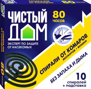 Чистый дом Спирали От комаров б/запаха 10шт/уп, цена за уп (Китай) черные 02-076