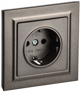 IEK BRITE роз. СУ 1 мест. 16А бронза (земля,шторки)  РСР14-1-0-БрТБ BR-R14-16-K45-F