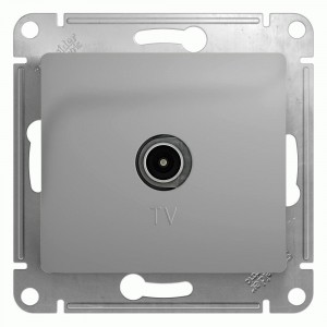 Schneider GLOSSA мех. роз. TV-FM СУ 1 мест. алюминий (пл.осн., RG6, 2,1А) GSL000393