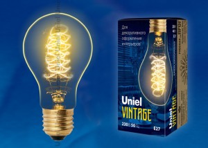 Uniel  LOFT A60 E27 40W ЛОН винтажная лампа накаливания IL-V-A60-40/GOLDEN/E27 CW01