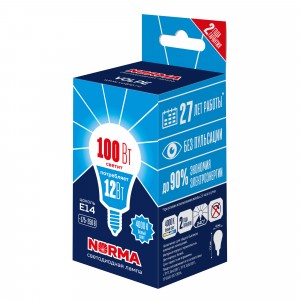 Volpe NORMA шар E14 12W(980lm) 4000K 4K матовая 60x112 LED-G60-12W/4000K/E14/FR/NR