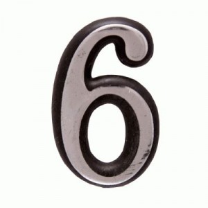 Цифра дверная АЛЛЮР Большая пластик "6" хром (1000,50)