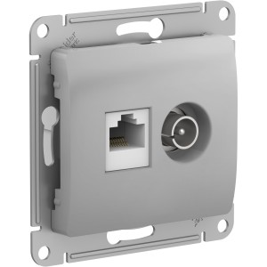 Schneider GLOSSA мех. роз. TV+компьют. СУ 1 мест. алюминий (RG6+RJ45, Cat.5, 0,7dB) GSL000389