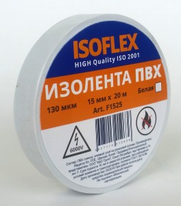 ISOFLEX изолента 15/20 белая, 130мкм, F1525