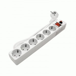 UNIVersal сет. удл.-фильтр ПВС 3х0.75 6 роз.  1.8 м 10А белый, земля, выкл., шторки 967U-3001 Россия
