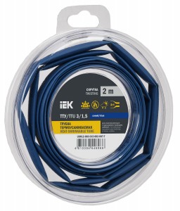 IEK термоусадка трубка ТТУ нг-LS 3/1,5 синяя (2м/упак, цена за уп) ТУТ UDR12-003-D15-002-K07-T