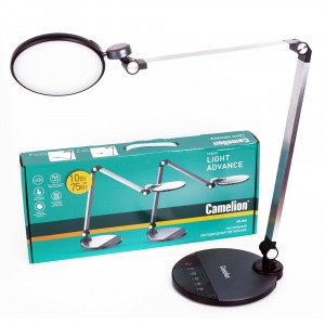 Camelion KD-865 C48 св-к св/д настольный 10W(600lm) 3000-6000K сенсор/рег.ярк, черн.металл
