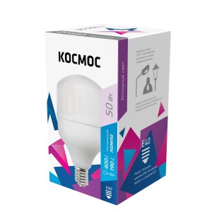 КОСМОС ЛОН A140 высокомощ E40 50W 4700lm 6500K 6K мат 250x140  LksmHWLED50WE4065