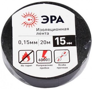 ЭРА изолента ПВХ 15/20 черная 0.15х15 мм, 20 м 190% растяж. 3676