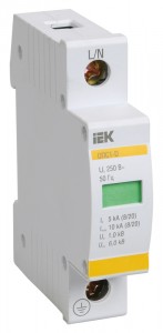IEK ограничитель импульс. перенапр. ОПС1-D 1P In=5kA  Un=230B Im=10kA  MOP20-1-D
