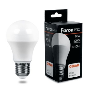 Feron.PRO ЛОН A65 E27 20W(1740lm) 2700K 2K матовый 134x65 OSRAM LED LB-1020 38041