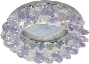Ecola CD4141 MR16 GU5.3 св-к Круглый с хрусталиками Прозрачный и Аметист/Хром 50x90 FP1618EFY