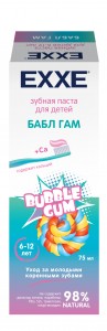 Детская зубная паста EXXE с кальцием Бабл гам 75 мл (с 6 лет)