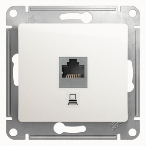 Schneider GLOSSA мех. роз. комп. СУ 1 мест. перламутр (пл.осн. RJ45) GSL000681K (5!)