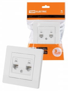 TDM Сенеж роз. комп. СУ 2 мест. RJ45 белая SQ1816-0044