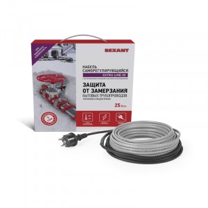 REXANT Саморег. кабель (компл. на трубу, водосток) EXTRA LINE 25MSR-PB  5м/125Вт (25Вт/м) шнур 2м
