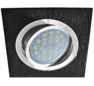 Ecola DL205 MR16 GU5.3 св-к литой поворот.Квадрат шлифованный черный/Хром 25x92 FK16PSECB