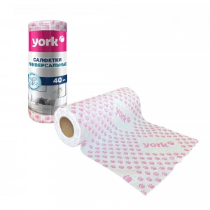 Салфетки вискозные 25*40см,40шт,рулон,Тюльпан Премиум,020480/ YORK
