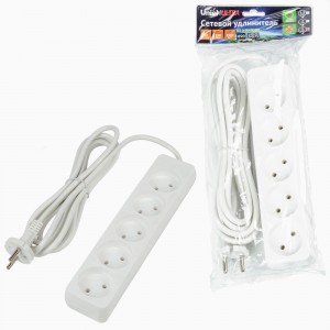Uniel Ultra сет.удлинитель ПВС 2x0.75 5 роз. 3м 10A белый S-CU5-3 WHITE UL-00009990