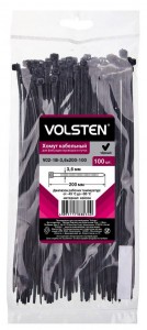 Volsten хомут 3,6х200мм нейлон, черный V02-1B-3,6х200-100 (уп. 100 шт., цена за уп.)