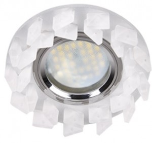 Ecola MR16 GU5.3 DL1661 св-к Стекло Круг круп. матовые стразы Елочка Матовый/Хром 42x95 FN16RNECB