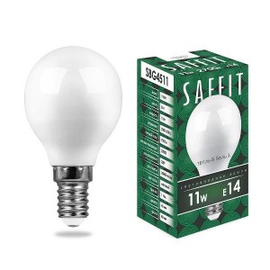 Saffit шар G45 E14 11W(905lm) 2700K 2K матовая, пластик 80x45 SBG4511 55136