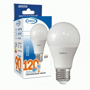 IONICH ЛОН A60 E27 15W(1100lm) 6500К 6K 60x112 матов./пластик/алюм ILED-SMD2835-A60 1624