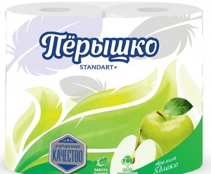 Туалетная бумага Перышко Standart (4рул/уп) аромат. Яблоко 2сл. (цена за уп)