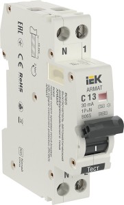 IEK ARMAT дифф. автоматический выкл. АВДТ B06S 1P+NP C13 30мА тип A (18мм) AR-B06S-1N-C13A030